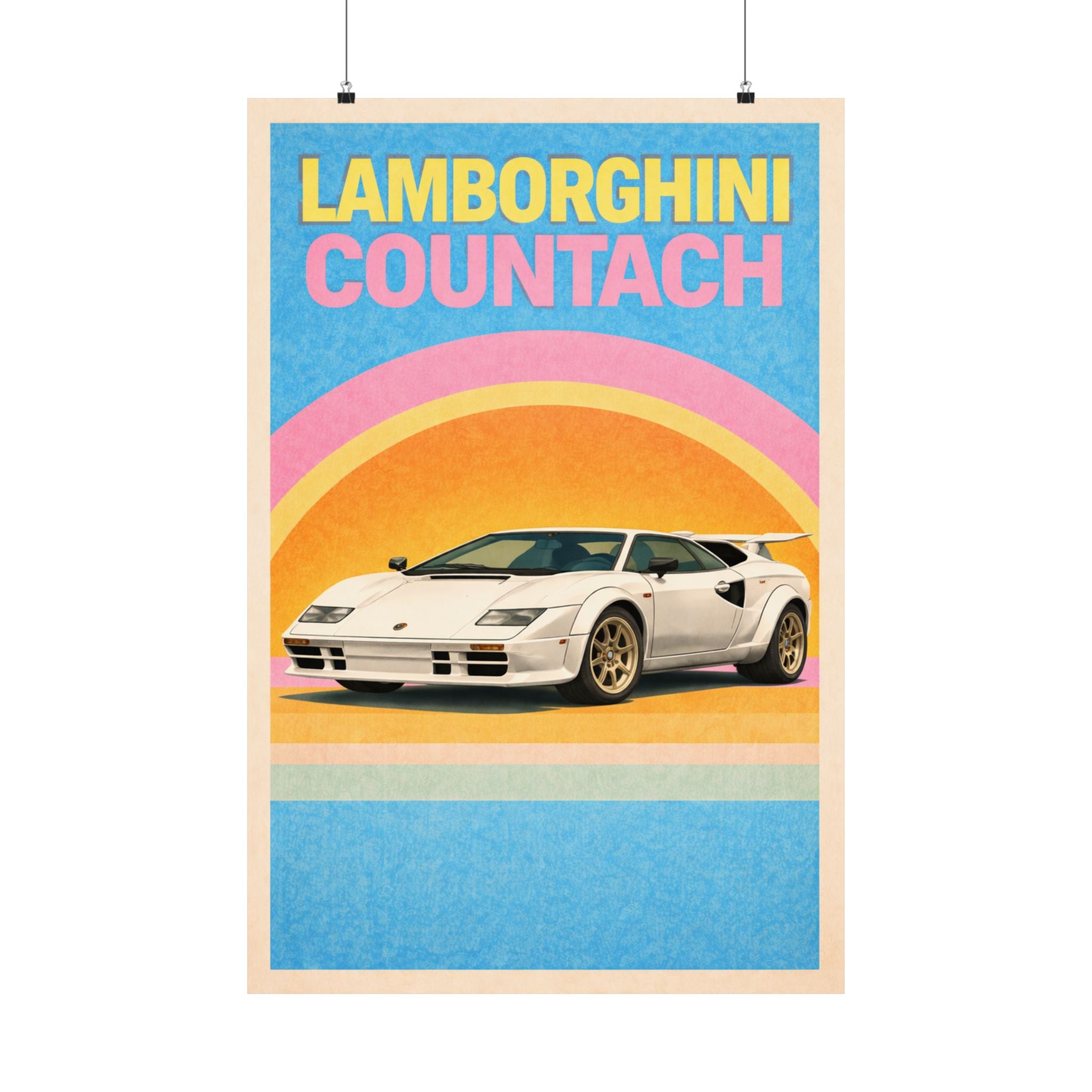 Lamborghini Countach Vintage Style Matte Vertical Poster