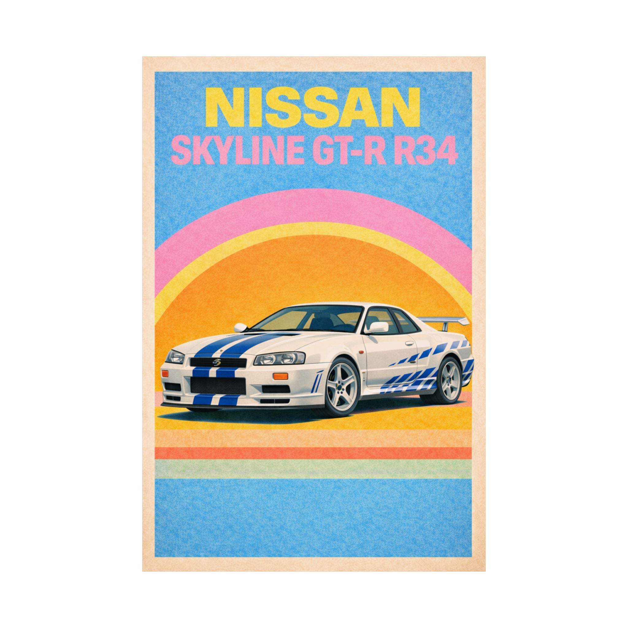 Nissan Skyline R34 GTR Vintage Style Matte Vertical Poster
