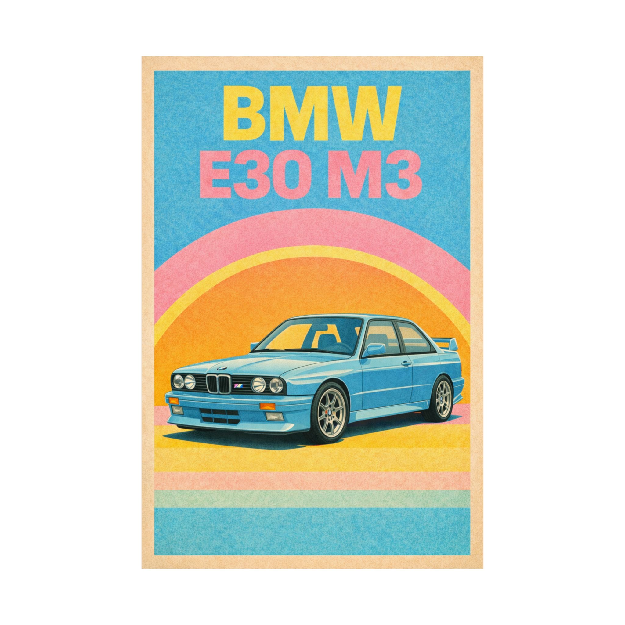 BMW E30 M3 Vintage Style Matte Vertical Poster — Retro Racing Wall Art