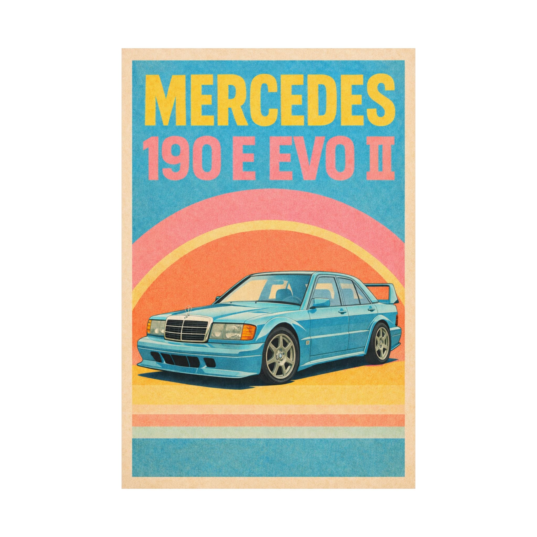 Mercedes 190E Evo II Vintage Style Car Matte Vertical Poster