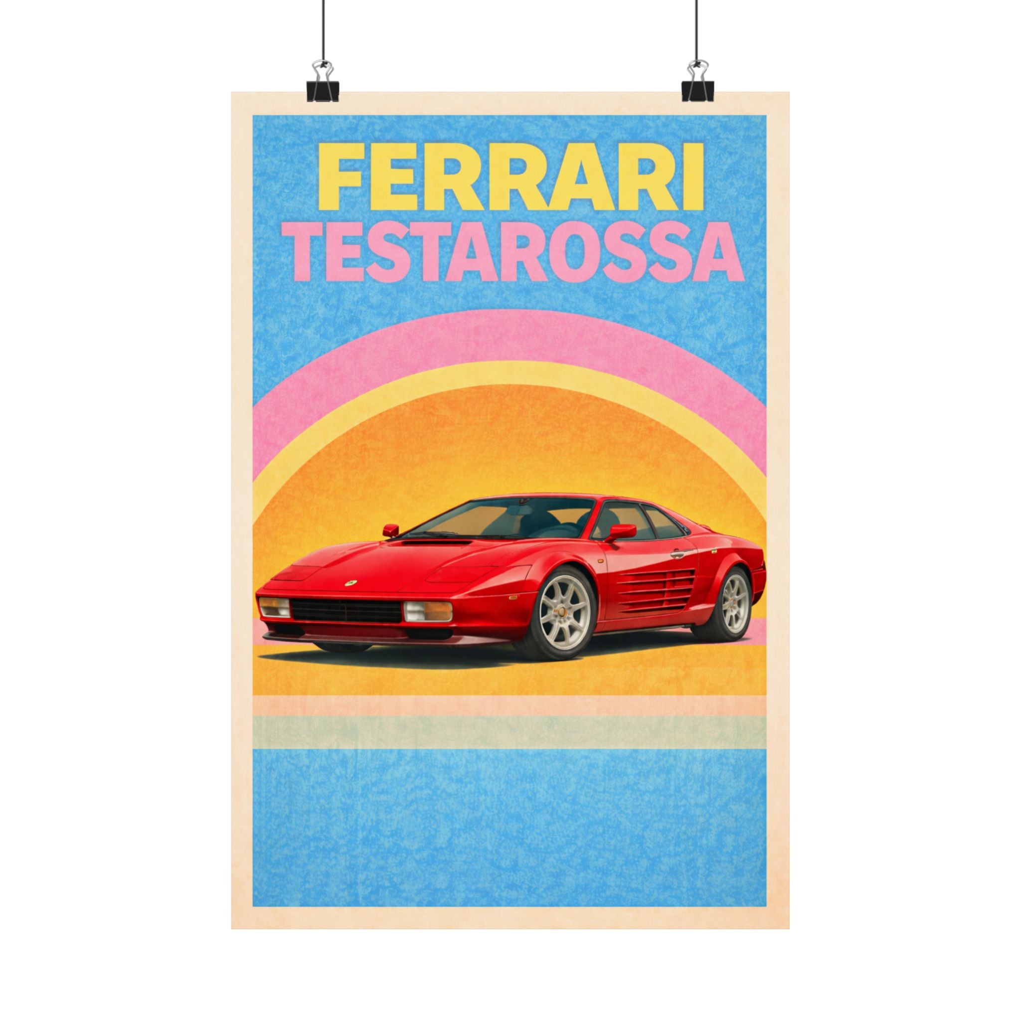 Ferrari Testarossa Vintage Style Poster — Matte Vertical Car Print