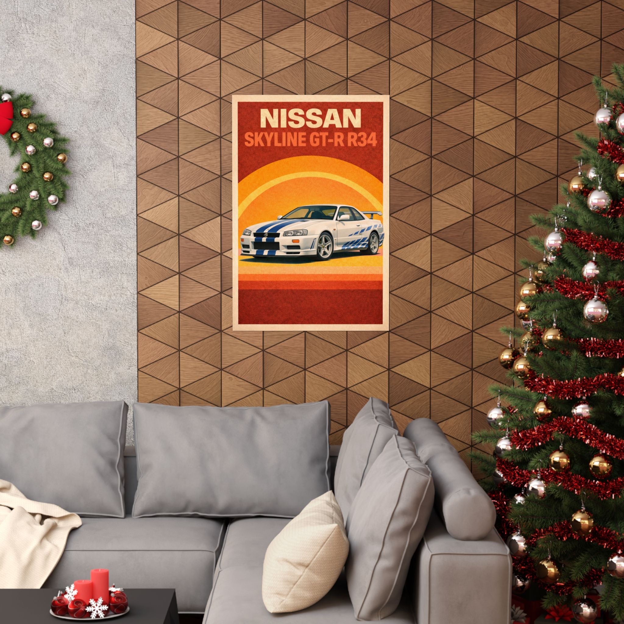 Nissan Skyline R34 GTR Vintage Style Matte Vertical Poster