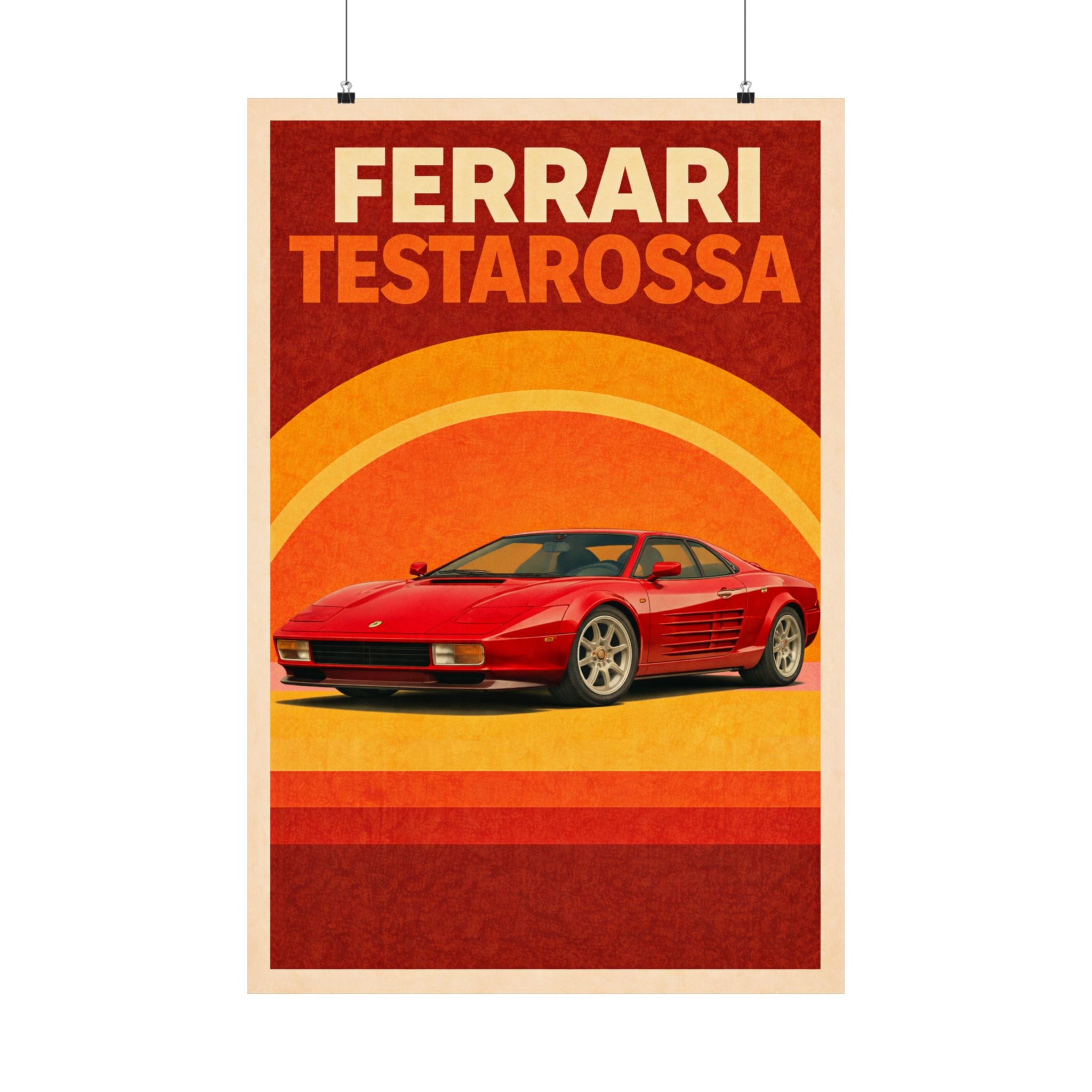 Ferrari Testarossa Vintage Style Poster — Matte Vertical Car Print