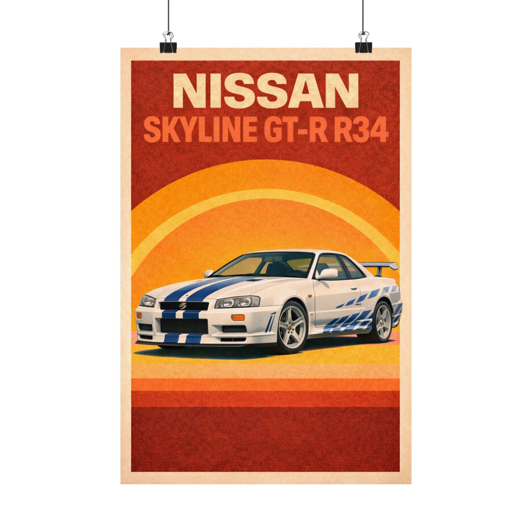 Nissan Skyline R34 GTR Vintage Style Matte Vertical Poster