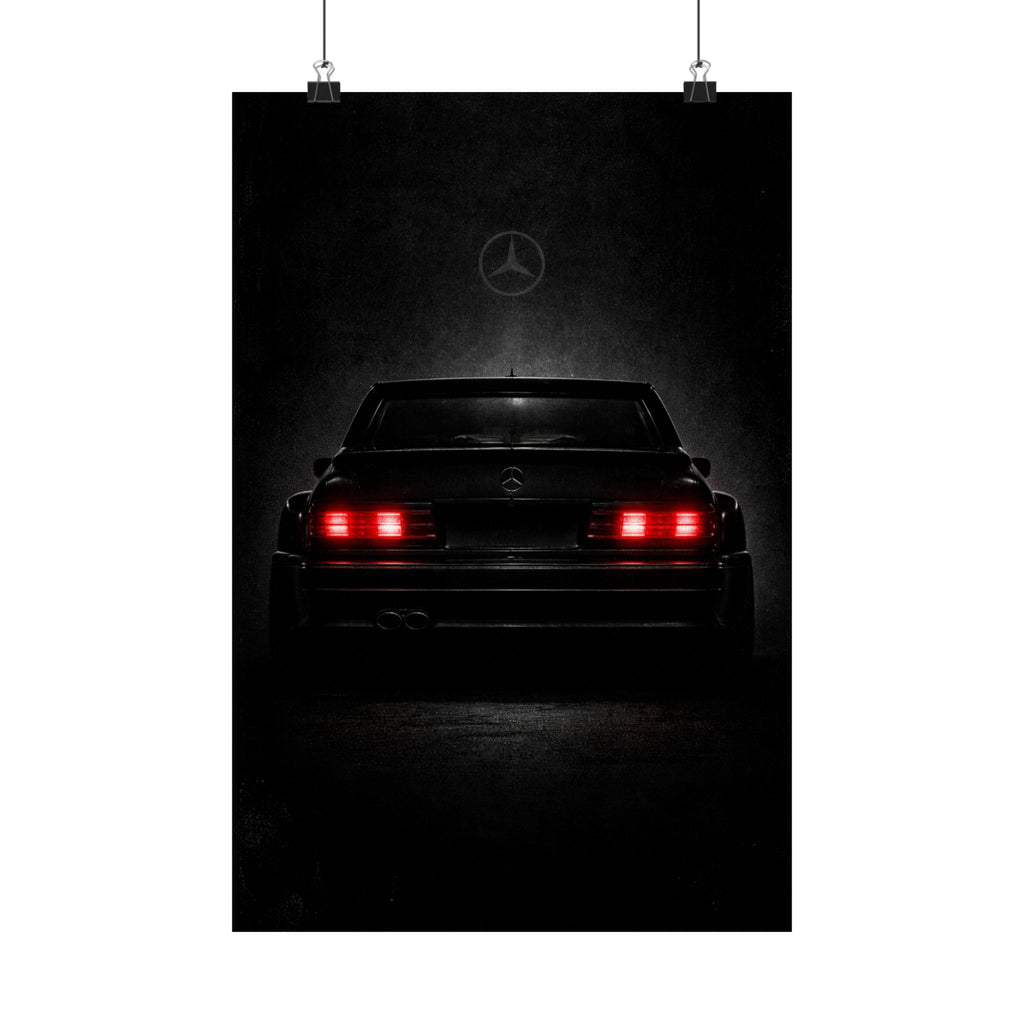 Brutalist Mercedes 190E Evo II Matte Vertical Poster — Retro Car Art Print
