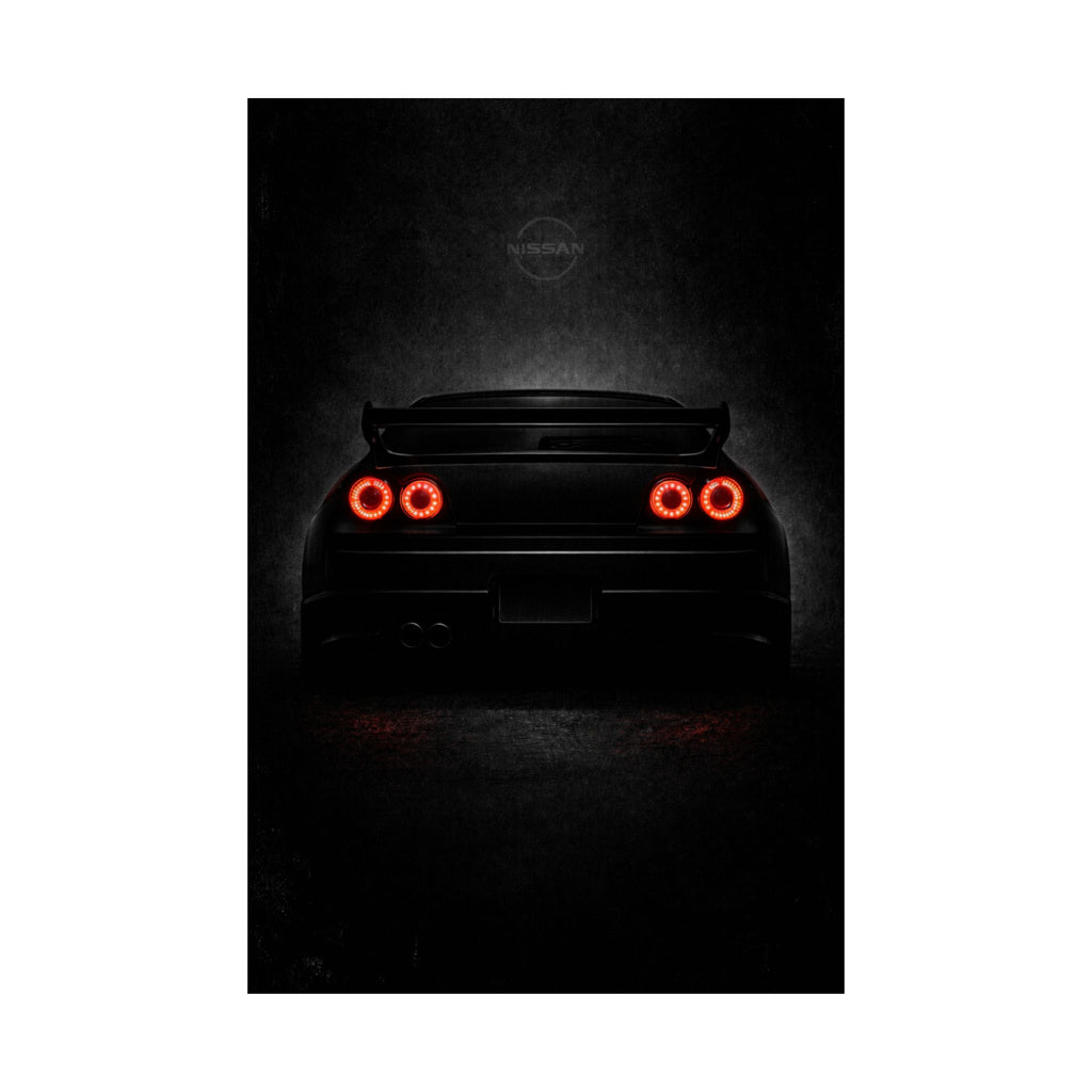 Brutalist Nissan R33 Skyline GTR Matte Poster — Vertical Car Art Print