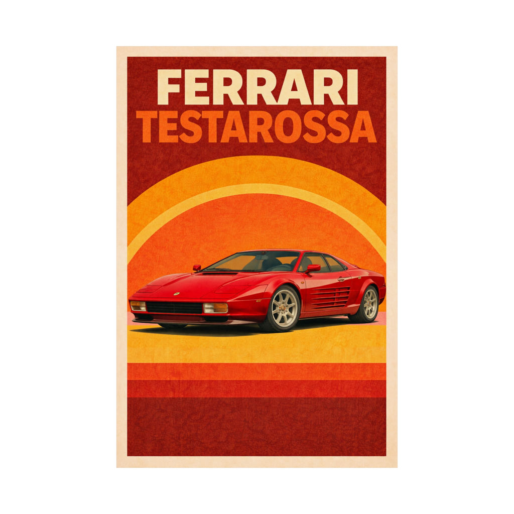 Ferrari Testarossa Vintage Style Poster — Matte Vertical Car Print