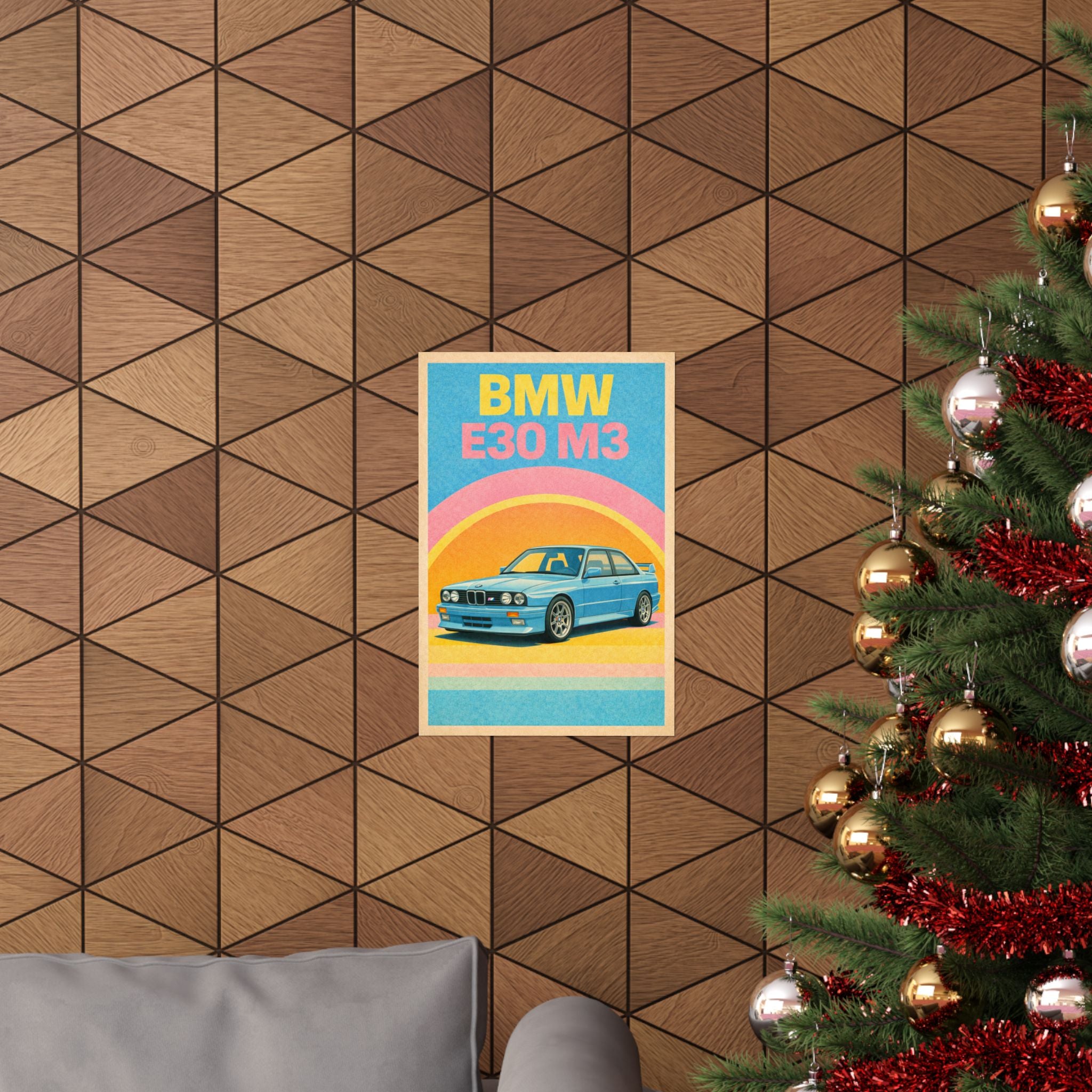 BMW E30 M3 Vintage Style Matte Vertical Poster — Retro Racing Wall Art