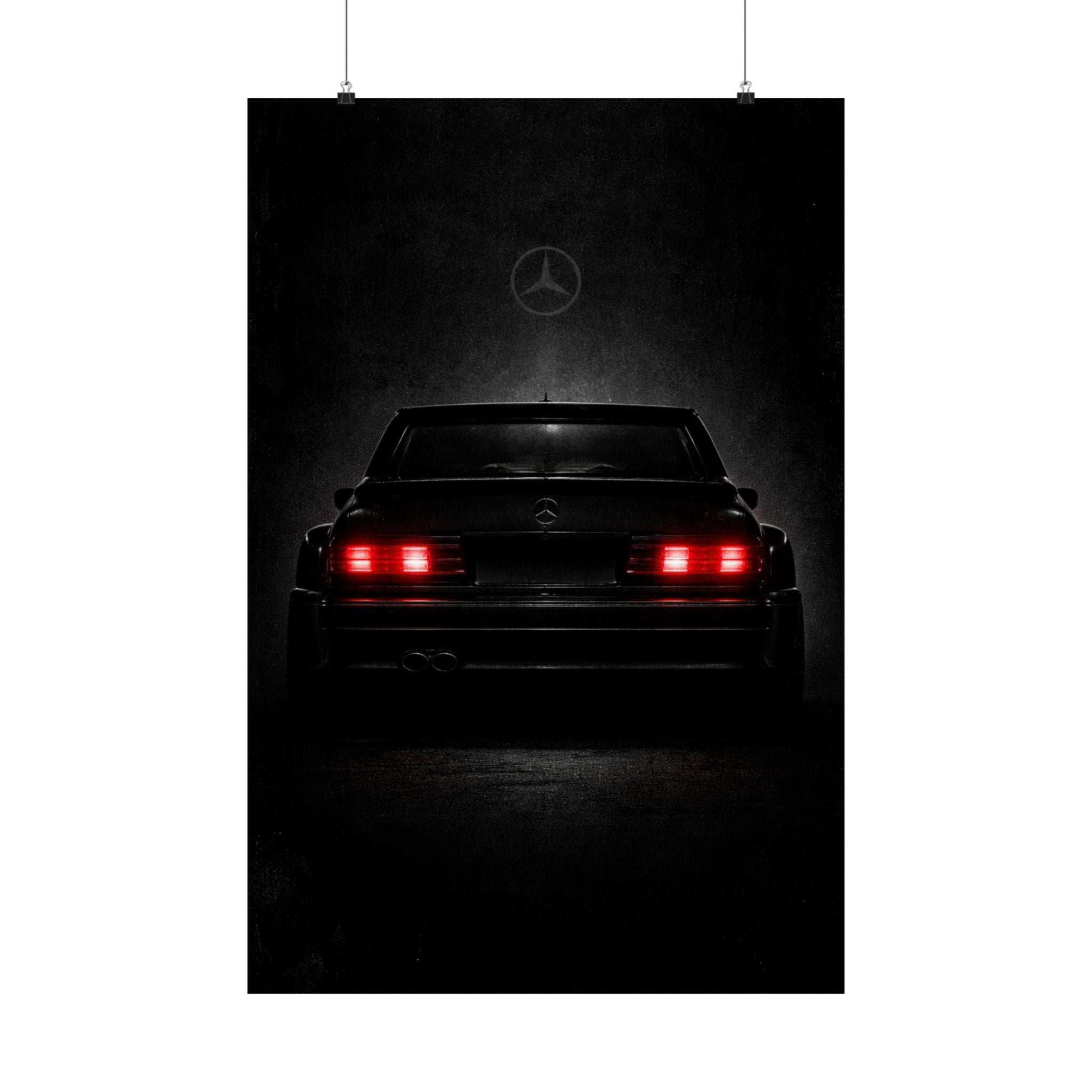 Brutalist Mercedes 190E Evo II Matte Vertical Poster — Retro Car Art Print
