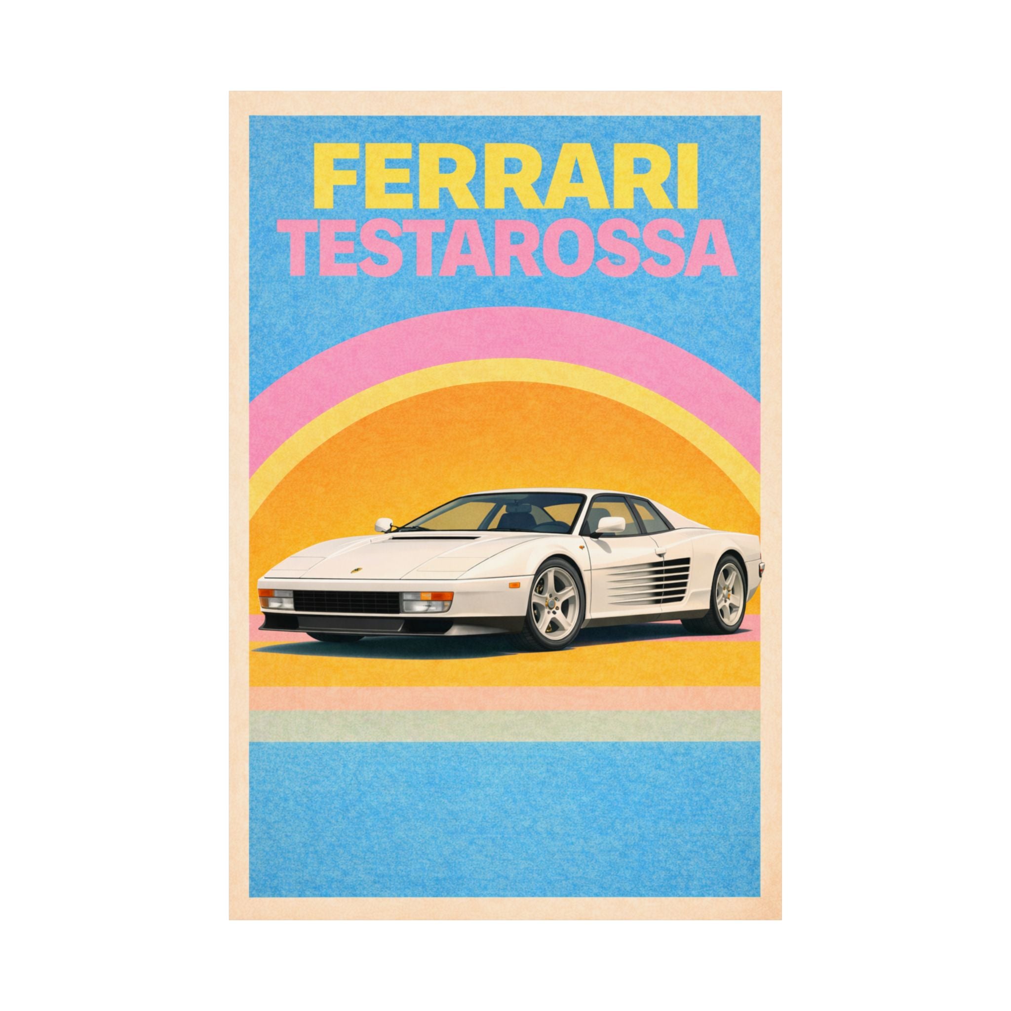 Ferrari Testarossa Vintage Style Poster — Matte Vertical Car Print