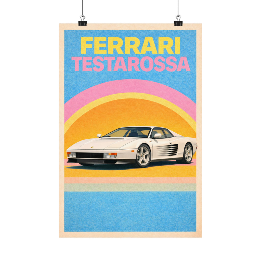 Ferrari Testarossa Vintage Style Poster — Matte Vertical Car Print
