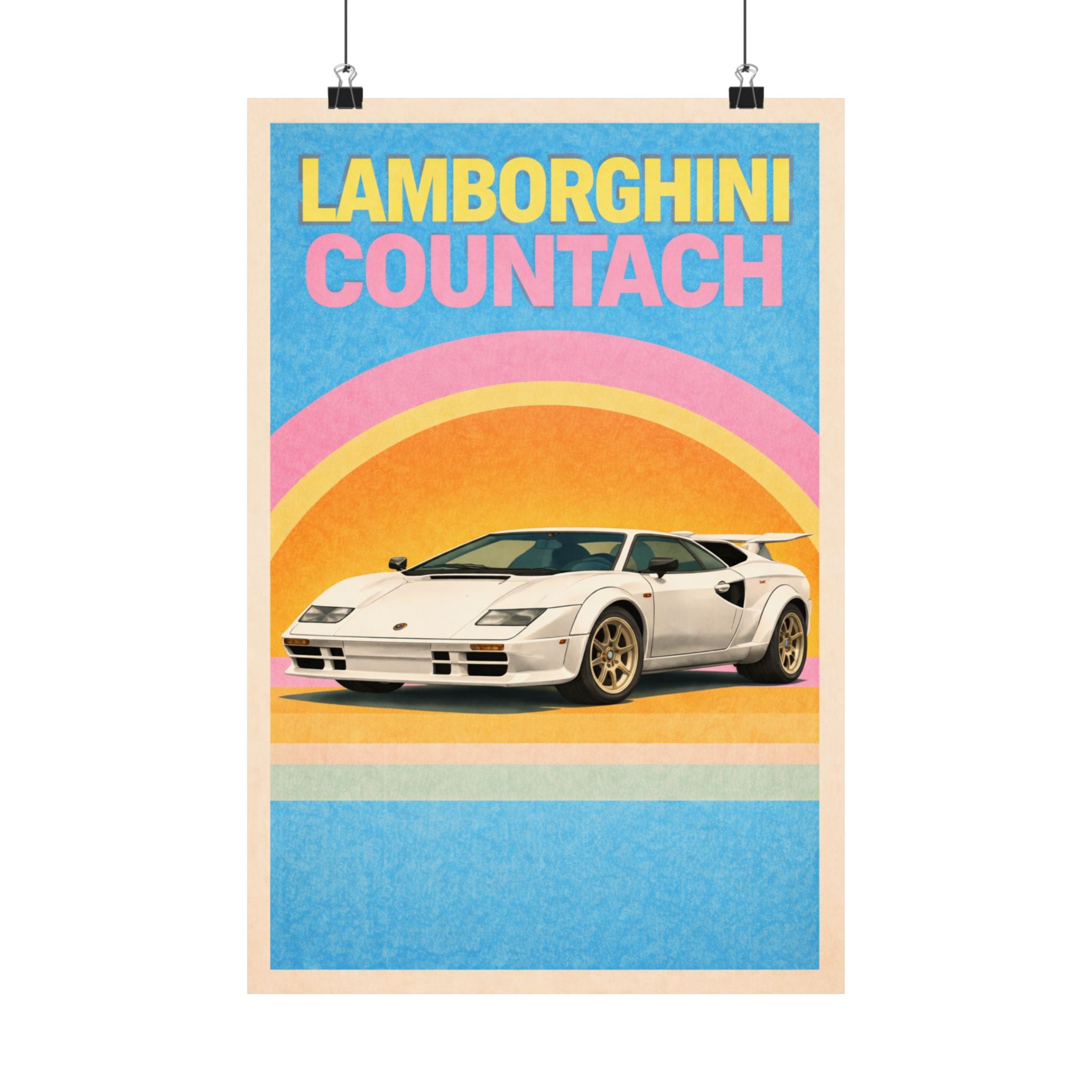 Lamborghini Countach Vintage Style Matte Vertical Poster