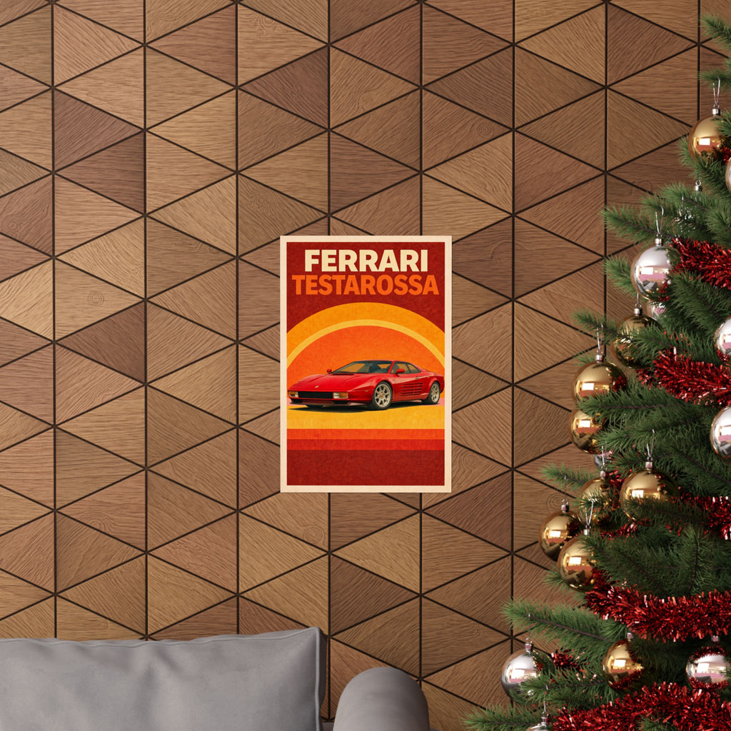 Ferrari Testarossa Vintage Style Poster — Matte Vertical Car Print