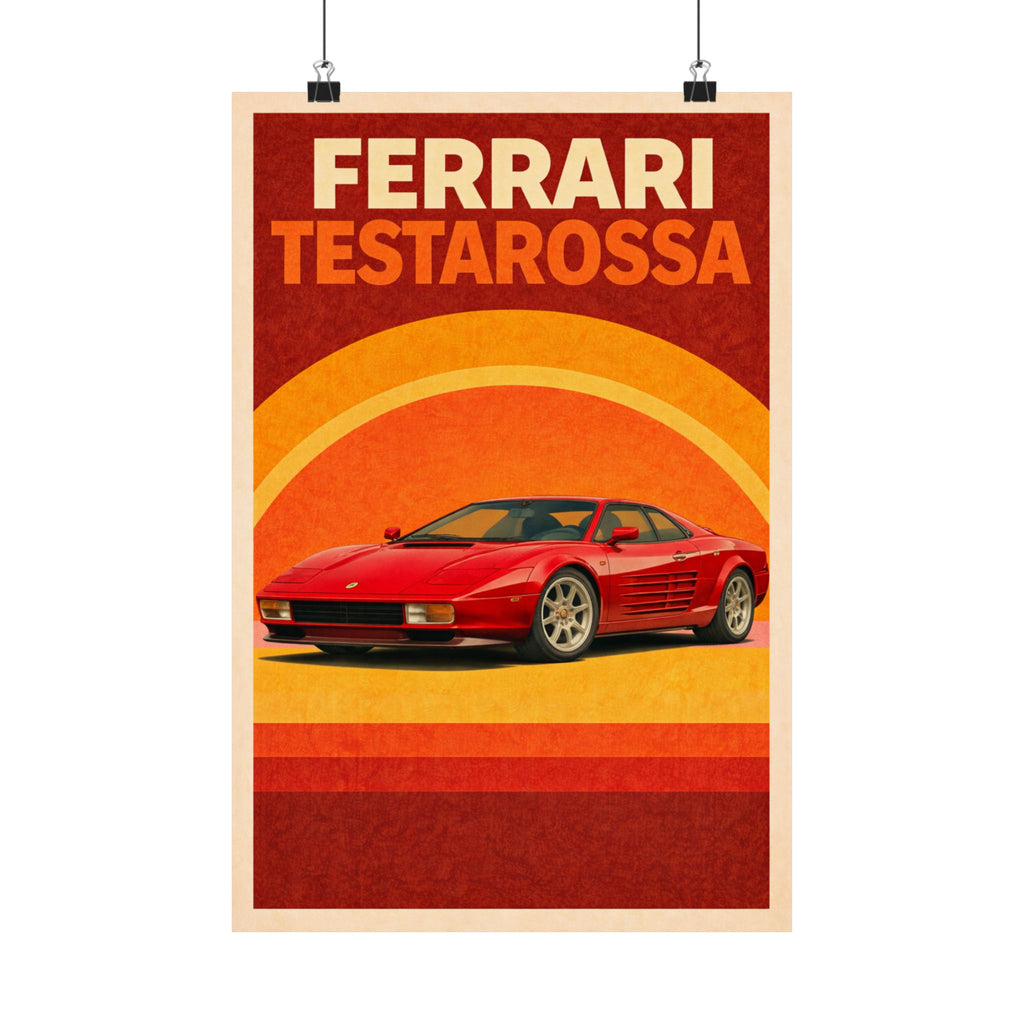 Ferrari Testarossa Vintage Style Poster — Matte Vertical Car Print