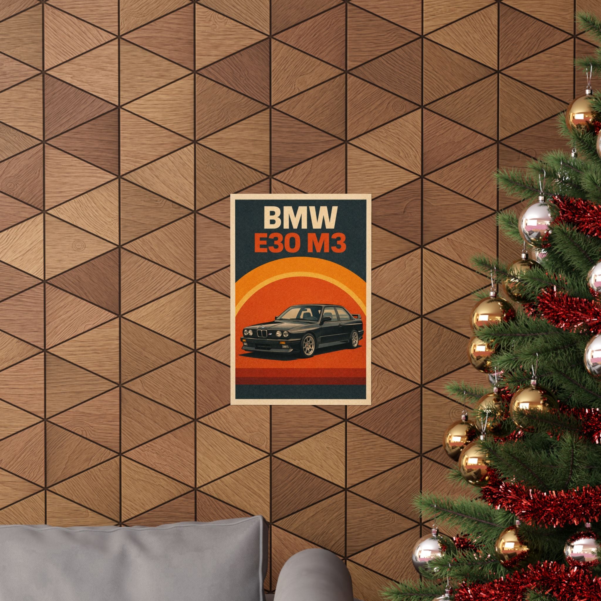 BMW E30 M3 Vintage Style Matte Vertical Poster — Retro Racing Wall Art