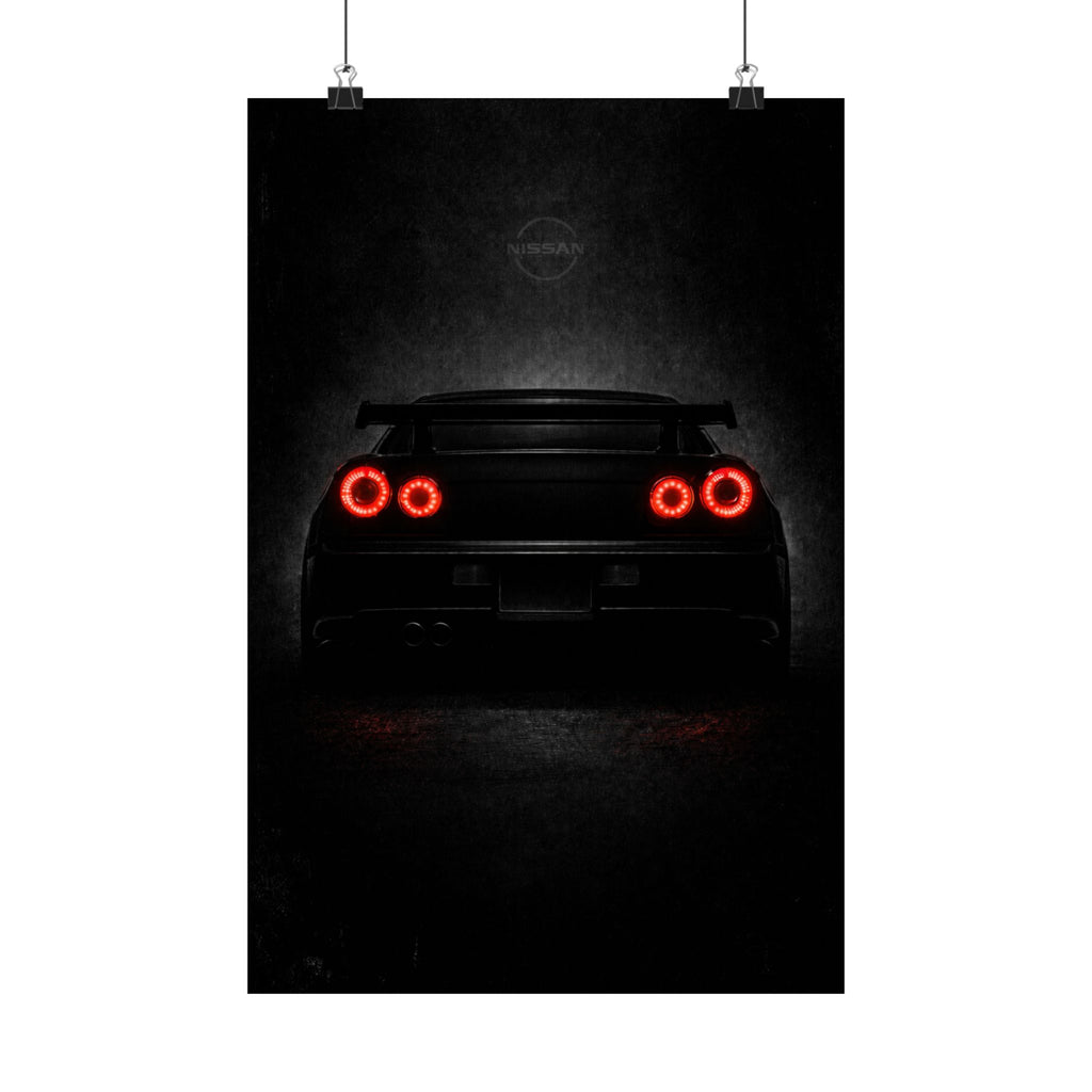 Brutalist Nissan Skyline R34 GTR Matte Vertical Poster