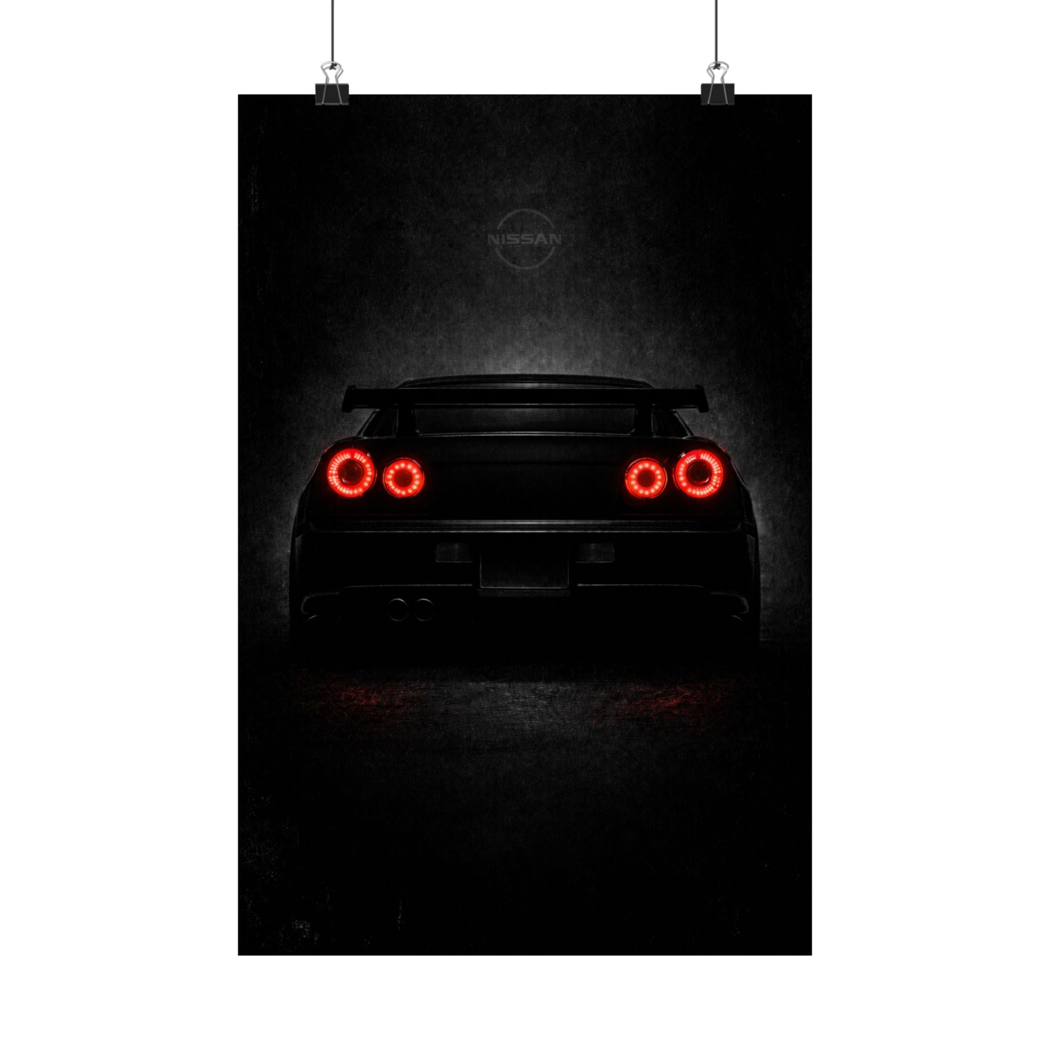 Brutalist Nissan Skyline R34 GTR Matte Vertical Poster