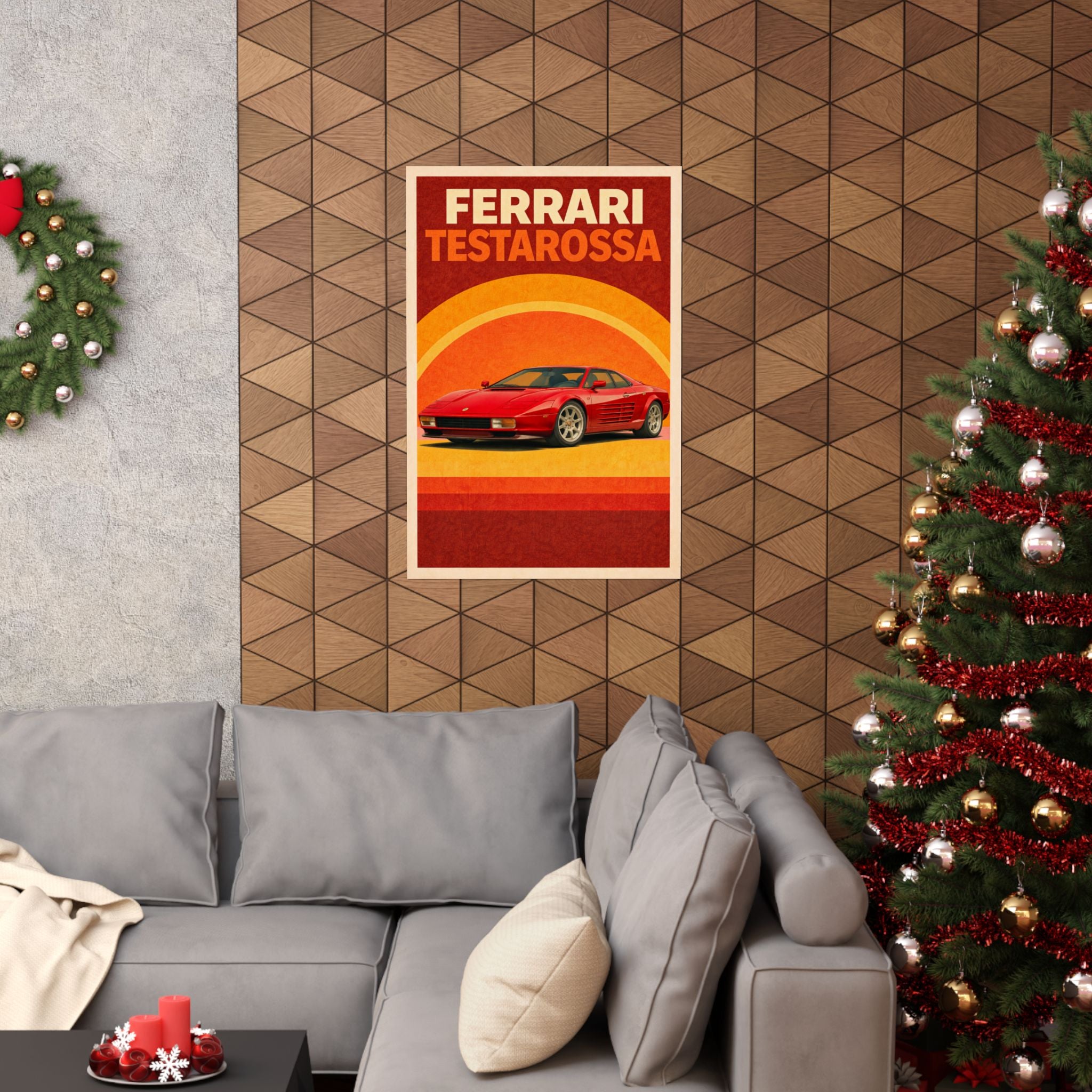 Ferrari Testarossa Vintage Style Poster — Matte Vertical Car Print
