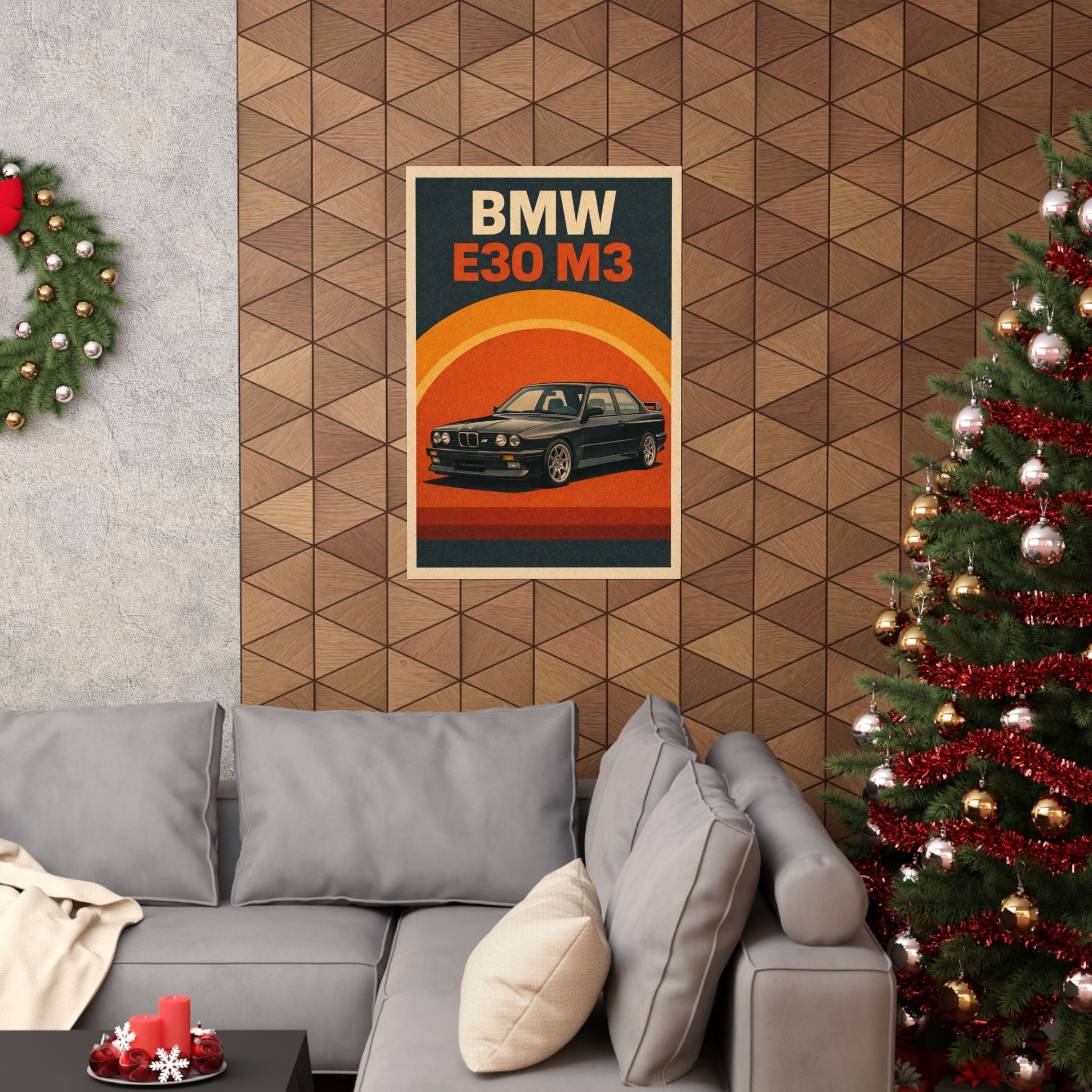 BMW E30 M3 Vintage Style Matte Vertical Poster — Retro Racing Wall Art