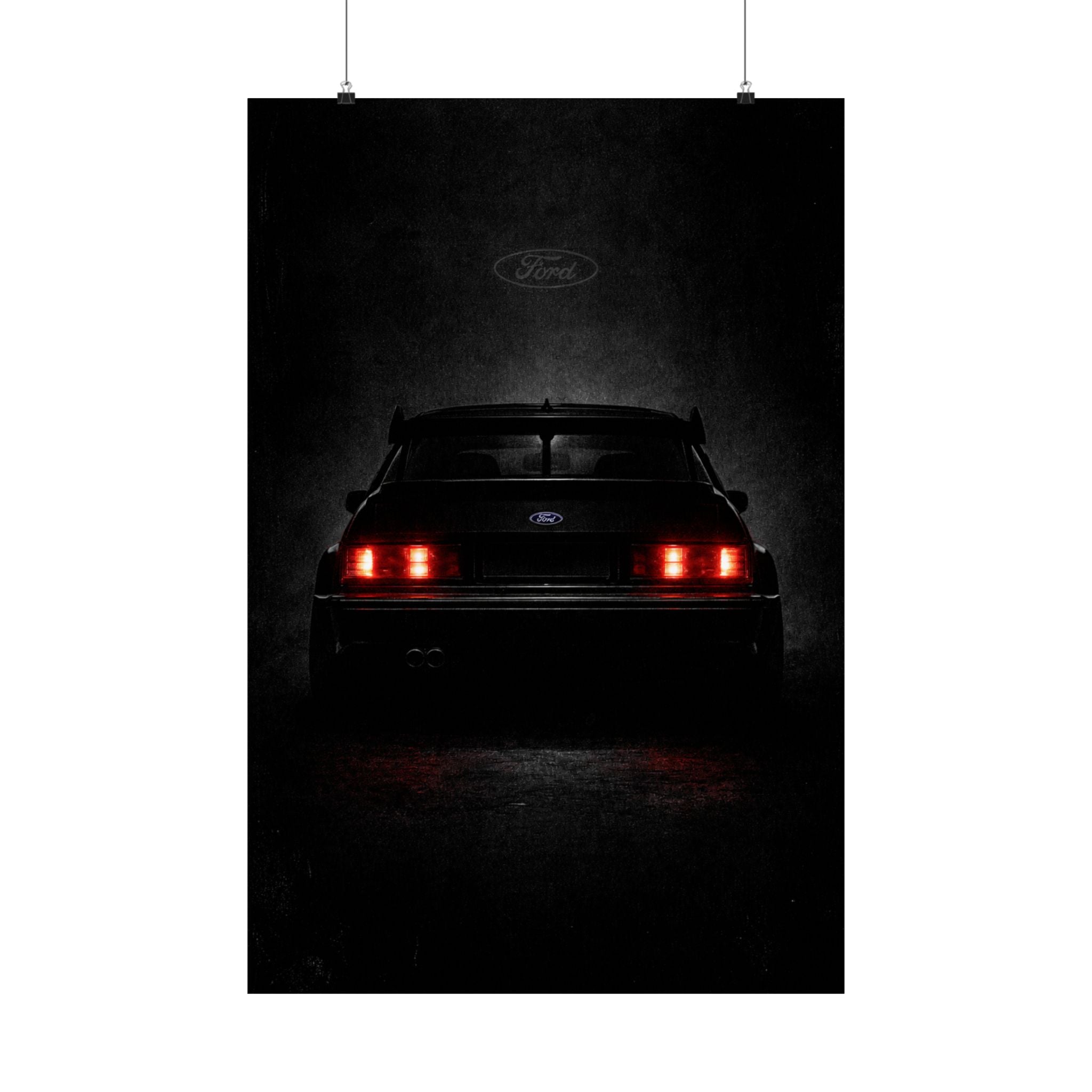 Brutalist Ford Sierra Cosworth Poster — Matte Vertical Car Art