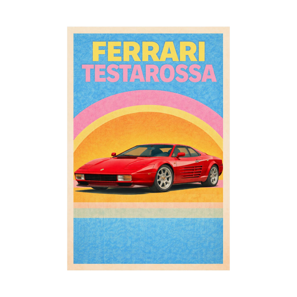 Ferrari Testarossa Vintage Style Poster — Matte Vertical Car Print